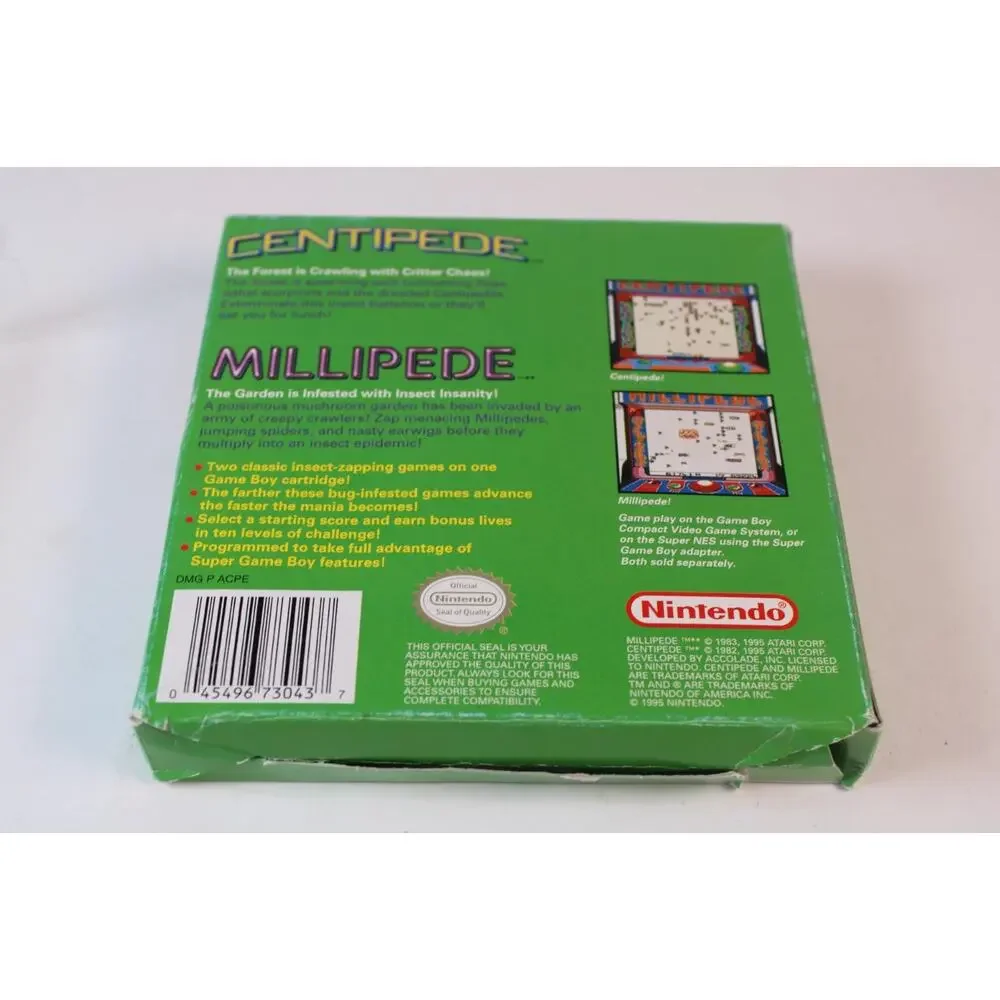 Nintendo Game Boy Arcade Classics 2 Centipede & Millipede Game With Box & Manual